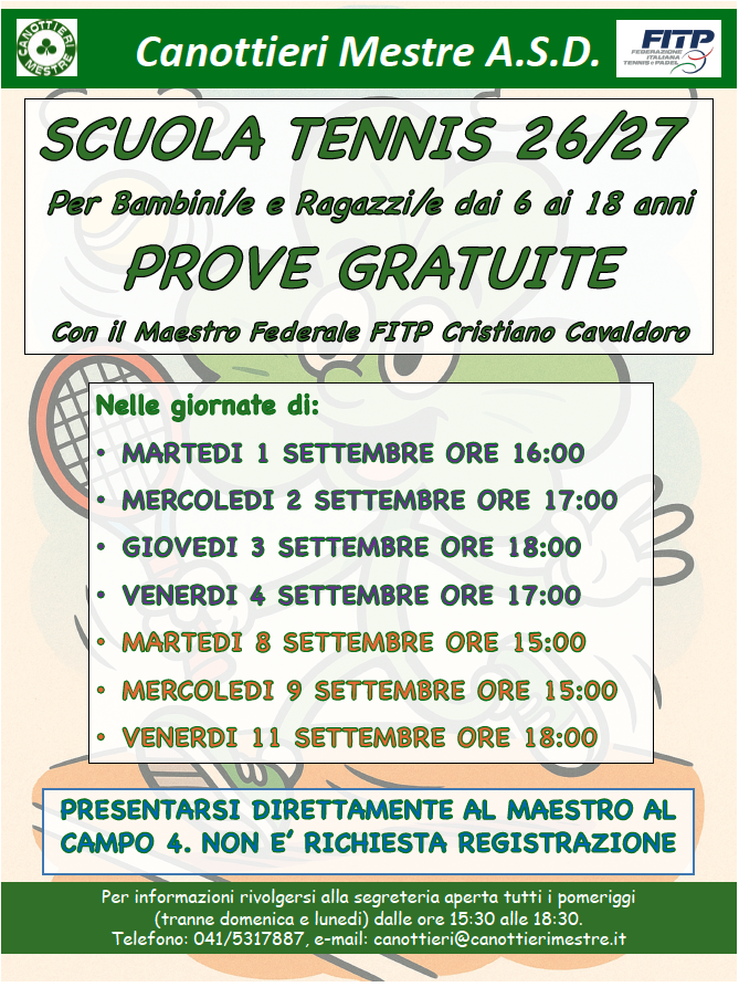 Scuola Tennis: Prove Gratuite