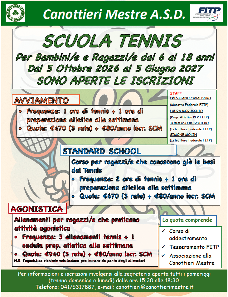 Tennis: Scuola Tennis 2026-2027